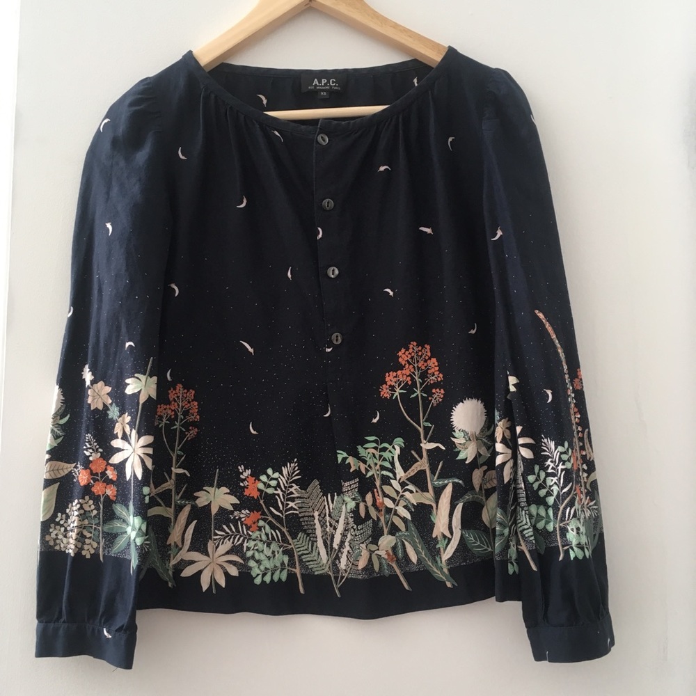 APC rue madam paris peasant floral long sleeve top